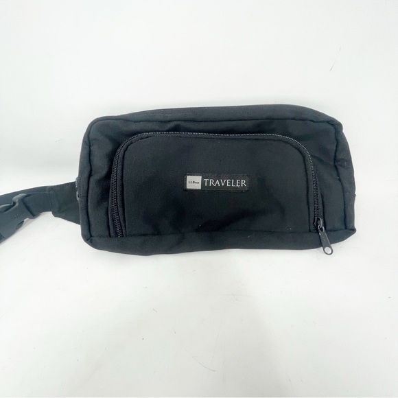 LL BEAN Unisex Black TRAVELER Travel Bag Waist Pack Crossbody 11” X 6” X 1” - Picture 2 of 5